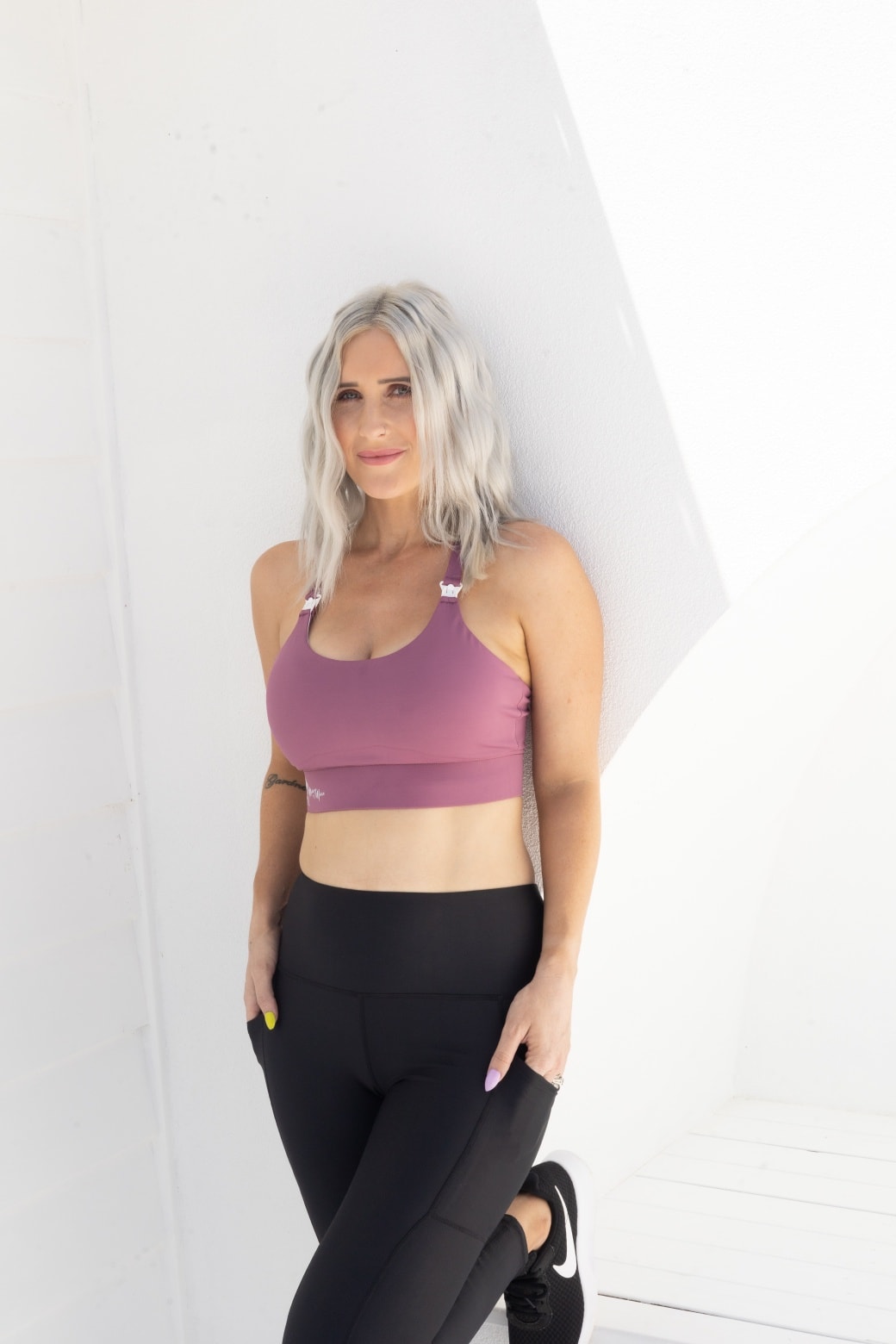 Smooth Maternity Sports Bra – Pink | Plum | Buttery Black